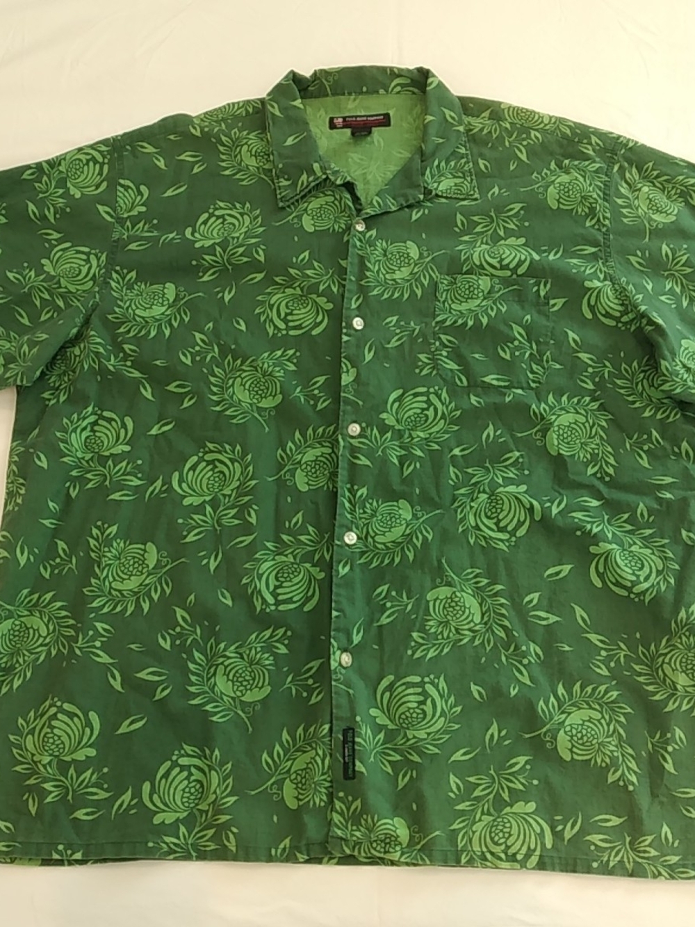 Polo Jeans Co by Ralph Lauren Green Floral Button-Down Hawaiian Shirt XXL-VTG